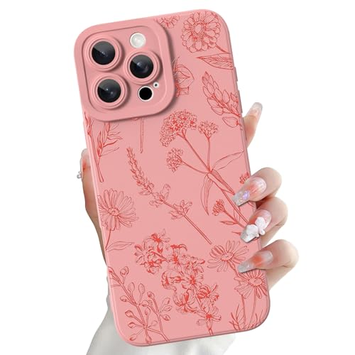 Coque iPhone 16 Pro Max souple et fine avec motif floral mignon en silicone protecteur