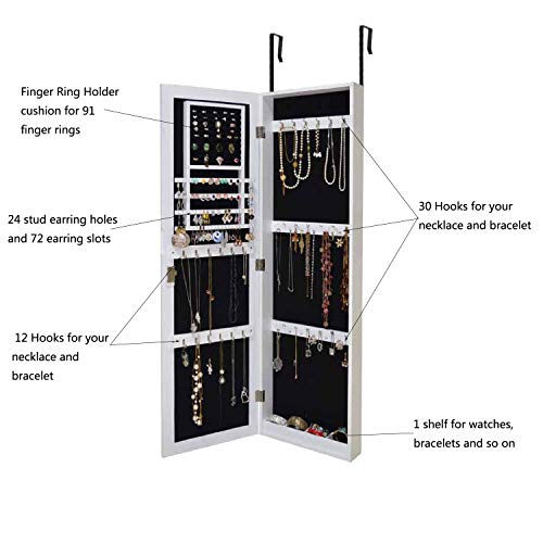 Wall Mount Jewelry Armoire Wooden Over The Door Cabinet With Lock Bedroom Chest Cosmetic Organizer #TOP4