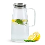 CALIDAD: El fino mango hecho de robusto vidrio de borosilicato crea un aspecto elegante y es al mismo tiempo duradero. ¡La jarra puede ser usada para bebidas frías y calientes!