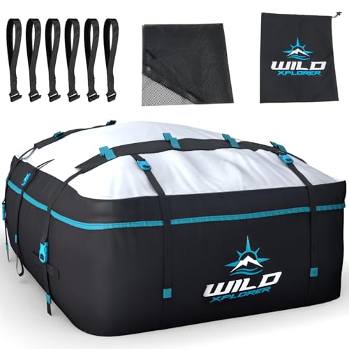 Wild Xplorer Rooftop Cargo Carrier - 19 Cubic Feet (XL), Waterproof Soft Shell Car Roof Cargo...