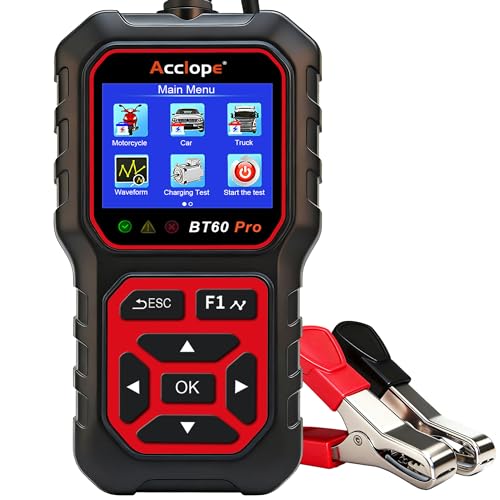 Acclope BT60 PRO Autobatterie Tester 6V 12V 24V Digitaler Batterieprüfer für AGM Lithium Gel Batterien mit Cloud-Druck 100-3000 CCA für Fahrzeuge und LKWs