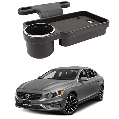 Image of Oshotto (FT-04) Foldable Car Auto Headrest Rear Back Seat Table Drink Food Cup Tray Holder Compatible with Volvo S-60 - Black