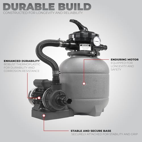 Image of XtremepowerUS 12 inch Above Ground Swimming Pool Sand Filter System with 1 /4 HP 2400 GPH Pump, 7-Way Multi-Port Valve, Strainer Basket, Hose Adapters & Filter Media, for Pools Up to 10,000 Gallons