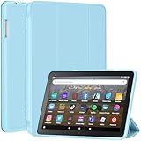 Slim Case for Kindle All-New Amazon Fire HD 8 & 8 Plus Tablet(8",12th/10th Generation, 2024/2022/2020), Trifold Stand Cover Dual Angle Lightweight,Soft TPU Back Shell with Auto Wake/Sleep,Light Blue