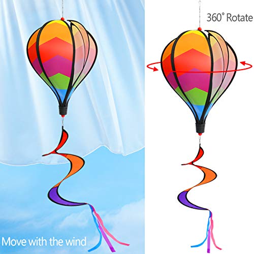 Rainbow Kinetic Hot Air Balloon Wind Spinner Hanging Rainbow Wind Twister,2Pcs #TOP2