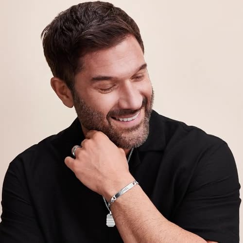 MyNameNecklace Personalized Amigo ID Bracelet for Men - Great Gift for Father's day, Valetine's day, Birthday, Christmas with 2 Inscriptions2