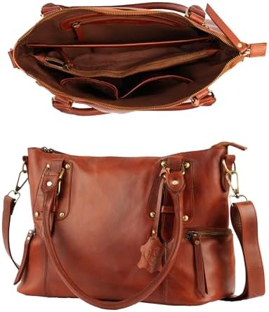 Women Genuine Leather Handbag Shoulder Bag Full Grain Real Leathe...