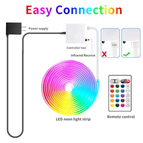 Image of segrass 16.4ft RGB LED neon Rope Lights LED neon Strip Lights Waterproof Flexible Neon LED Strip Lights,Led Lights for Bedroom
