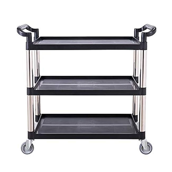 Movable Hand Trucks Storage Cart,Kitchen Hotel Caterolling Cart with Handleplastic Restaurants Service Trolley with Large Universal Wheel(Black-107 * 51 * 97Cm)-NBCesJRA
