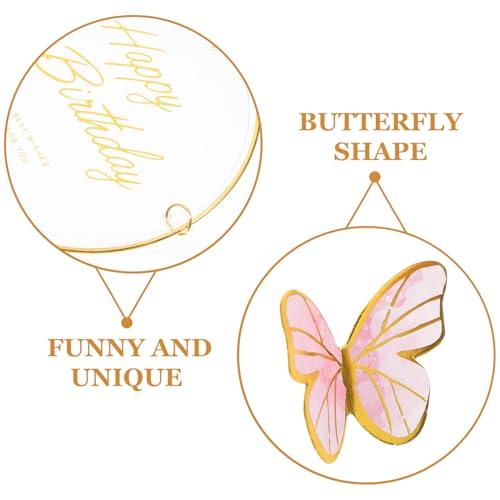 Ciieeo Conjunto De Decorações De Bolo De Borboleta Acrílico Topper De Bolo De Feliz Aniversário Com