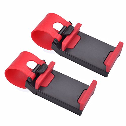 Mobile Phone Holder Mount Clip Buckle Socket Hands Free on Car Steering Wheel for iPhone Samsung Galaxy, PDA and Smart Cellphones. (2Pcs)
