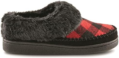 Guide Gear Womens Faux Fur Collar Clog Slippers, Plaid, Fur-Lined, Warm, Slip-On, Lounge Shoes, Bedroom House Slippers, Indoor and Outdoor | Image 2