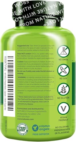 NATURELO Prenatal Multivitamin - Natural Vitamins & Minerals - Active Folate, Iron & Calcium - Essential Nutrients During Pregnancy & Conception - No GMOs - 180 Vegan Capsules | 2 Month Supply - Image 3