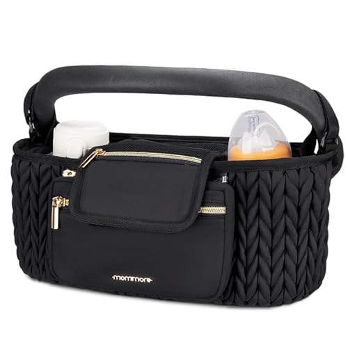 mommore Stroller Organizer with Insulated Cup Holders, Adjustable Stroller Caddy with Detachable Phone Bag, Stroller Accessories Fits for Uppababy, Doona, Jogger, Britax (Black) by mommore - Used condition - US$20.70