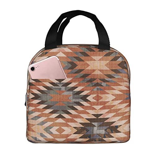 Southwestern - Alfombra tribal de Arizona envejecida, reutilizable, aislada, bolsa de almuerzo para mujeres y hombres, impermeable, lonchera térmica, para el trabajo, oficina, viajes, picnic