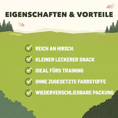 Adventuros Training Hundeleckerlis, reich an Hirsch, 6er Pack (6 x 115g)