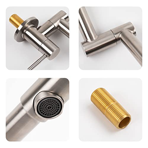 Besdor Pot Filler Faucet Stainless Steel Brushed Nickel Pot Filler Faucet Wall Mount With Double Joint Swing Arms thumb #4