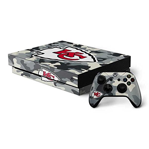 Skinit Decal Gaming Skin Compatible with Xbox One X Bundle - Officially Licensed NFL Kansas City Chiefs Camo Design