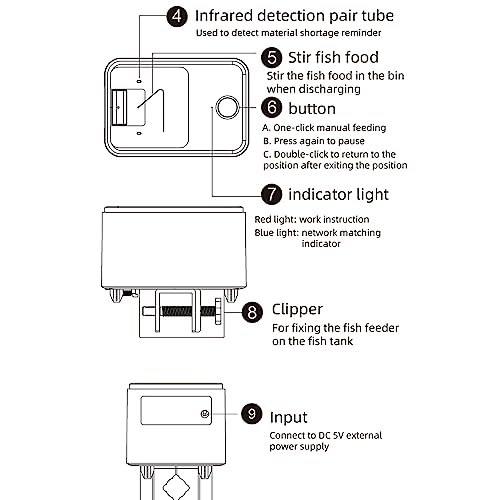 Image of Geevorks WiFi Fish Feeder Automatic Dispenser,Automatic Fish Feeder for Aquarium,Intelligent,Precise Food Distribution,with App Control Timer USB Powered,for Diameter Less Than 4mm Food