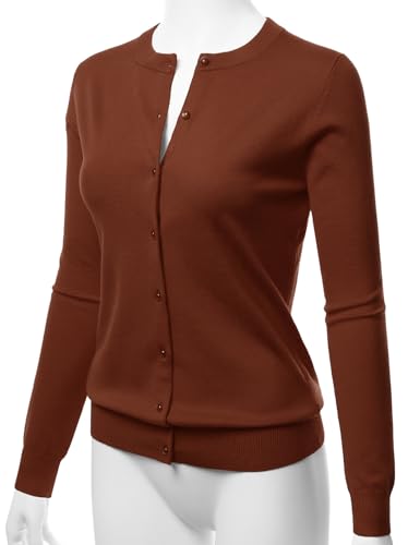 Image of LALABEE Women's Crew Neck Gem Button Long Sleeve Soft Knit Cardigan Sweater