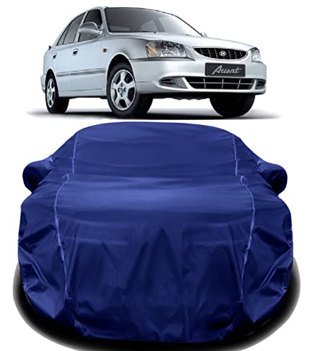 Image of AUCTIMO Hyundai Accent Car Cover - Waterproof, Triple Stitched, Elastic, Ultra Surface Protection (Navy Look)