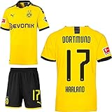Original Branding PUMA Borussia Dortmund BVB Heimset 2019 2020 Home Kit Trikot Shorts Kinder Erling Haaland 17 Gr 140