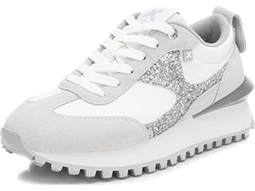XTI - Zapatilla Cierre de cordón para Mujer, Color: Plata, Talla: 39