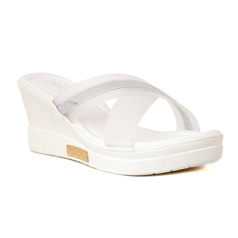 Khadims Cleo White High Heel Wedge Mule Slip On Sandal for Women (5300651) (B0CHRQ9BPR) Amazon Price History, Amazon Price Tracker