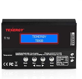 Tenergy TB6-B Balance Charger Discharger 1S-6S Digital Battery Pack Charger for NiMH/NiCD/Li-PO/Li-Fe Packs LCD Hobby Battery Charger w/ Tamiya/JST/EC3/HiTec/Deans Connectors + Power Supply 01435