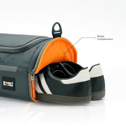 Image of MONKEY TROOPERS Pumppack Gym Duffle - Water-Resistant, Travel /Gym, Quick Access & Zippered Pockets, 30L Capacity (Grey)