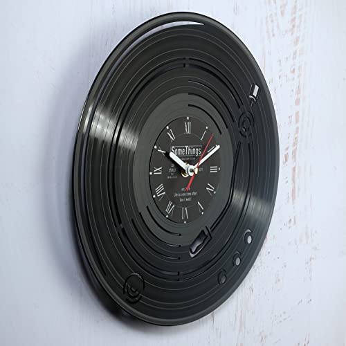 Music Vinyl Clock - Phonograph And Gramophone Record Lp Player Themed Gifts Idea For Music Lovers Men Women And Kids Unique - Musicians Notes Vintage Theme Art Wall Decor And Decorations Artwork Black #TOP3
