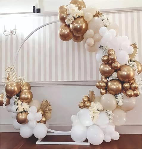 Image of Happy Birthday Balloons Decoration Kit - 47 Pcs White, Golden Chrome & Sand White Balloon Garland Set for Birthday Parties & Celebrations | Birthday Decoration for Kids & Adults