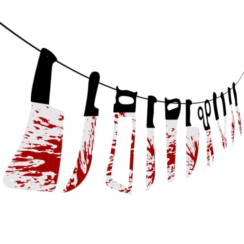 Image of Scary Halloween Bloody Banner Decorations Sign for Horror Birthday Party