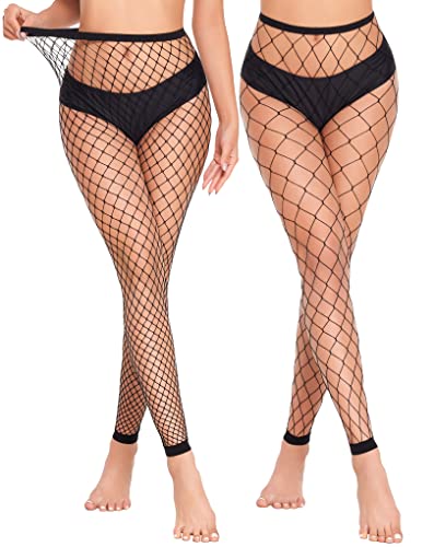 Image of Avidlove Fishnet Stockings for Women Footless High Waist Fishnets Tight | Thigh High Stockings, Open Toe, High Stretch, Comfortable, Gothic Costume, Rave Outfits, for Cosplay, Halloween
