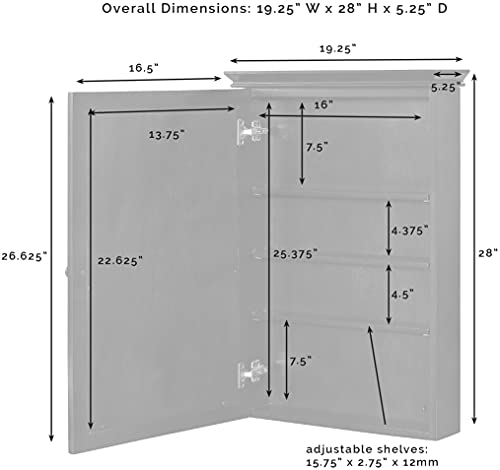 Crosley Furniture CF7005-GY Lydia Mirrored Bathroom Wall Cabinet, Gray - Image 5