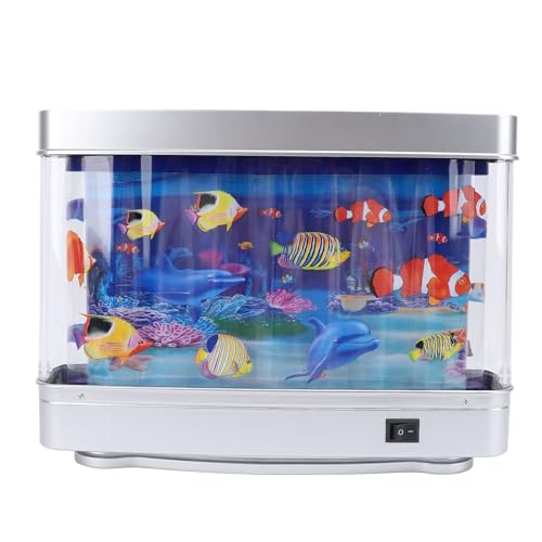Lifelike Moving Fish Tank Lamp, Mini Decorative Artificial Aquarium Night Light with Motion Fish for Kids, Cat, Baby, Toy