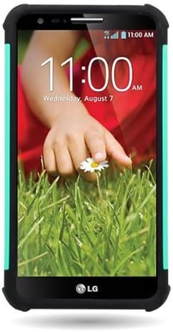 CoverON Hybrid Dual Layer Diamond Case for LG G2 D802 - Teal Hard Black Soft Silicone (Teal Black)