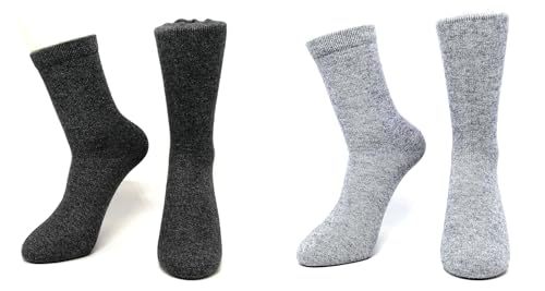 Image of Pure Cashmere Thick Unisex Men Women Crew Mid Calf Causal Socks, Smooth Toes and Heel Sewed by Handwork