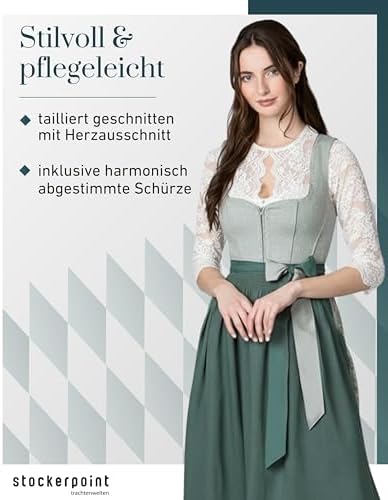 Dirndls: Heimatgwand Damen Elisa Midi Dirndl – Salbei, 140 cm, Suchbegriffe: Elisa Midi Dirndl Salbei