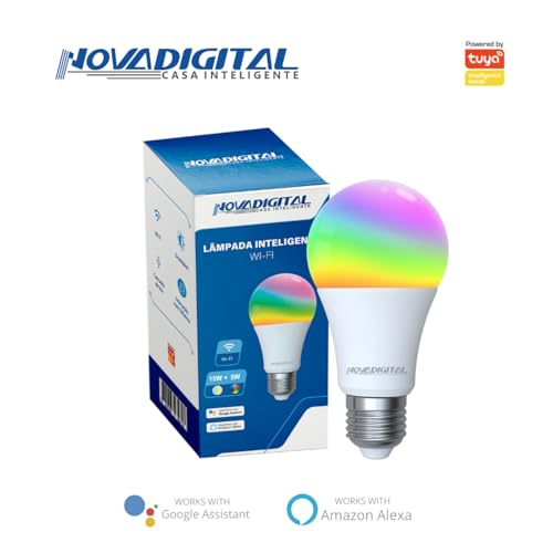 Lampada De Led Inteligente Nova Digital rgb Wifi 15w E27