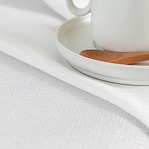 Lazzzy Semi White Sheer Kitchen Curtains 36 Inch Length Linen Textured Tier Curtains Farmhouse Cafe Curtains Light Filtering Drapes Nursery Window Curtain Set For Living Room Bathroom Grommet 2 Panels #TOP6