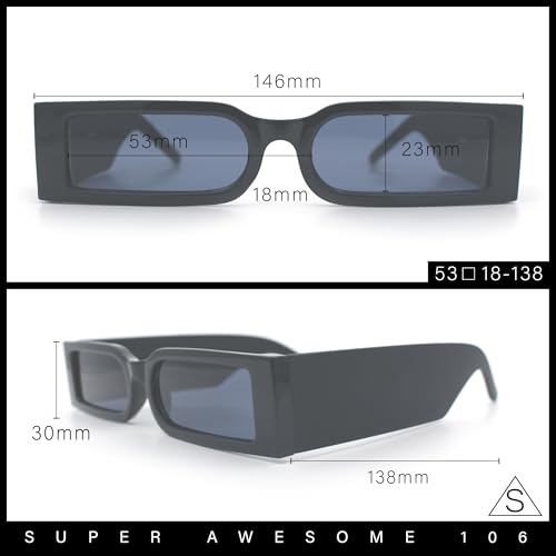 Squared Narrow Rectangle Plastic Thick Temple Slick Minimalist Sunglasses3