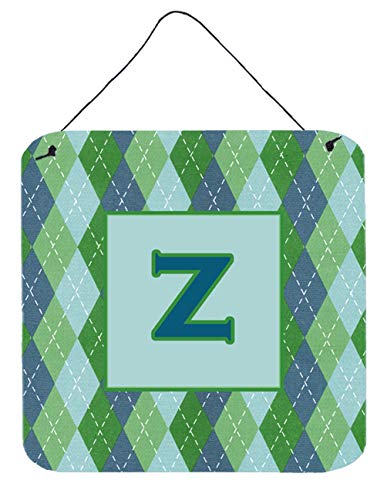 Caroline's Treasures CJ1020-ZDS66 Letter Z Initial Monogram - Blue Argoyle Wall or Door Hanging Prints Aluminum Metal Sign Kitchen Wall Bar Bathroom Plaque Home Decor, 6x6, Multicolor