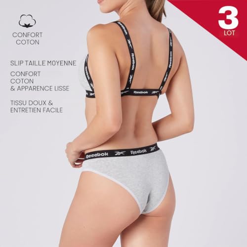 Reebok Carina Cotton Knickers for Women Multipack - Pack of 3| Multipack Womens Underwear in Black, Grey and White | Comfortable and Breathable Every Day Womens Pants – vue 4