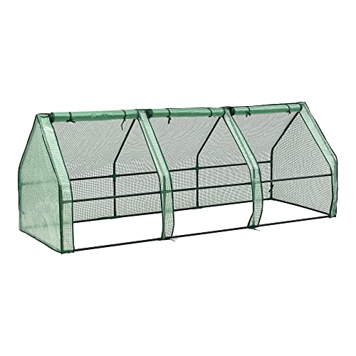 [en.casa] Châssis de Jardin avec Toiture à 2 Pans Mini Serre de Jardin à 3 Fenêtres Zippées Châssis de Couche pour Fleurs Légumes Fruits Acier...