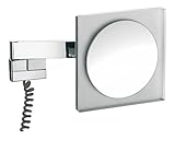 emco LED R.- u.Kosmetikspiegel, 2-armig Vergrößerung 5-fach, mit Farbwechsel, Stecker,eckig,Chrom