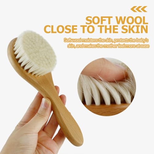 Baby Wool Brush Set for Newborns with Comb and Scrubber - Image 4