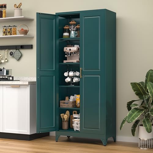 TIMELESS PIECES 75” Metal Tall Kitchen Pantry Cabinet,Metal Storage Cabinet