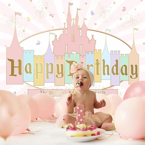 Fondo para fiesta Castillo de Princesa 1.5x0.9 m rosa miniatura 3