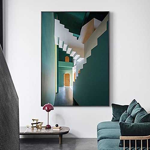 Affiche murale moderne de bâtiment pour salon | Tableau toile triptyque 60x80 cm sans cadre